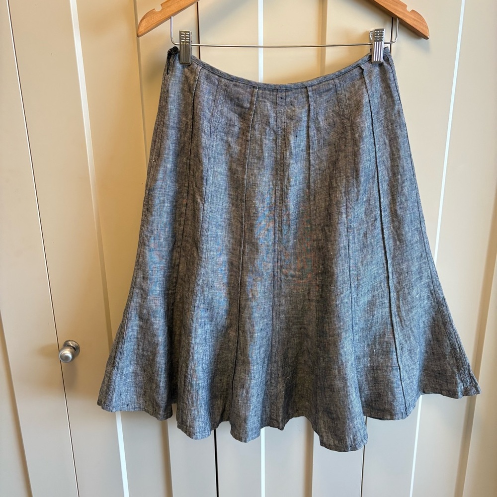 Vintage Linen Heathered Gray A-Line Flared Skirt- Size S